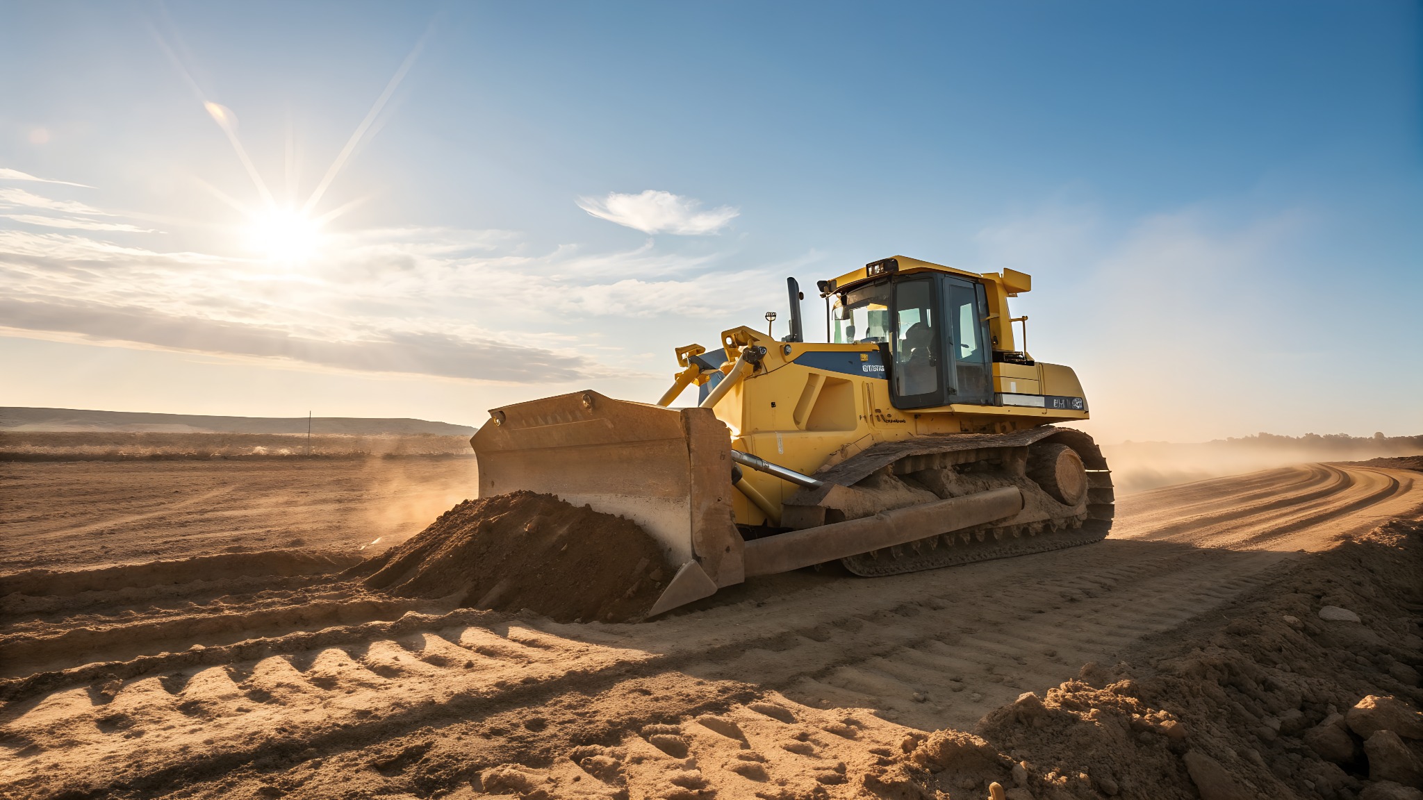 Planierarbeiten mit Raupenfahrzeug