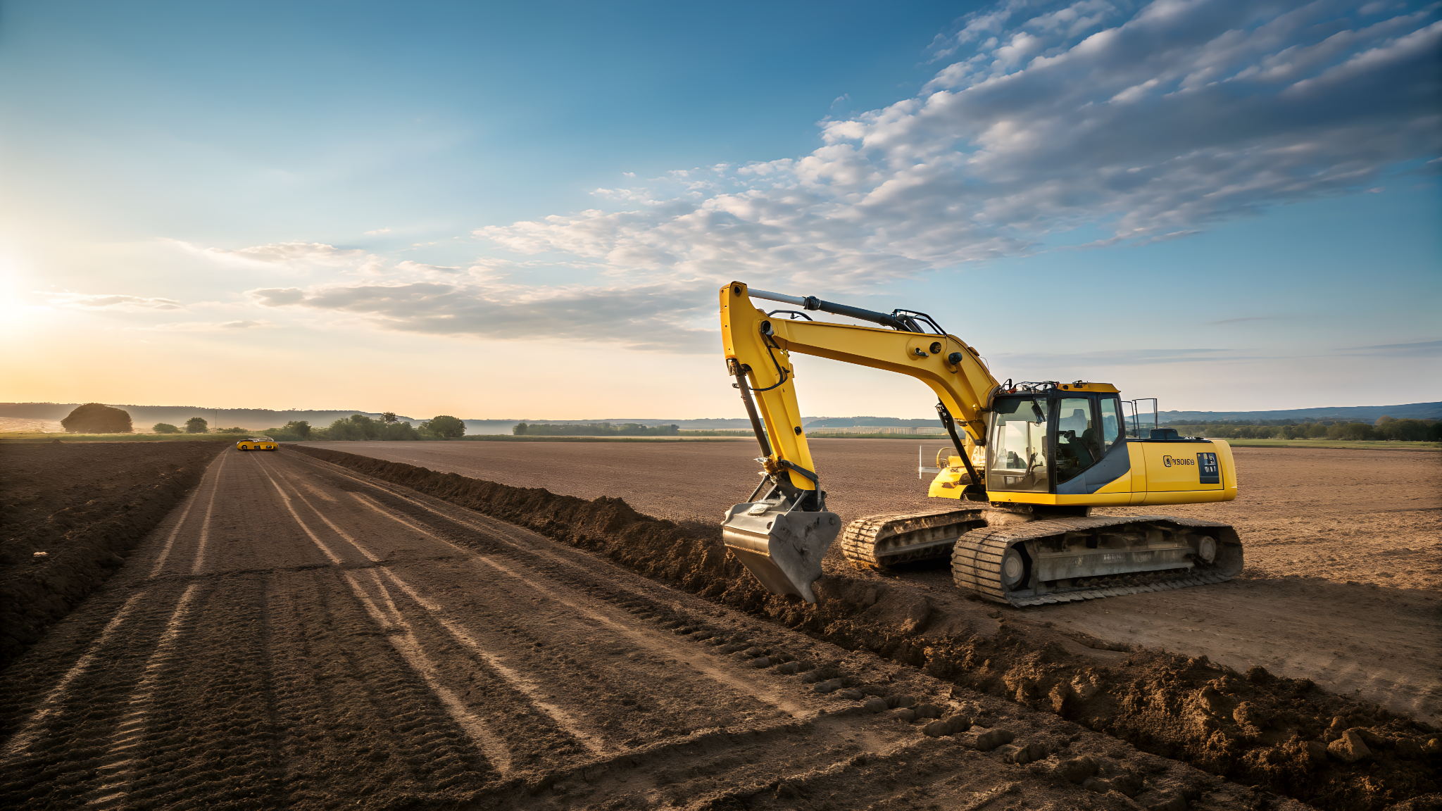 Baggerarbeiten auf dem Feld